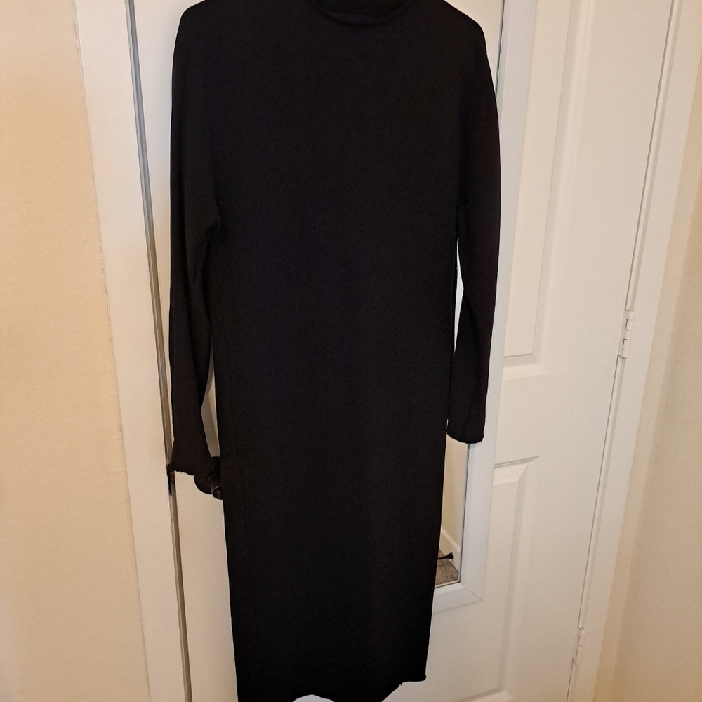 Frank & Eileen Isabelle Funnel Neck Dress Terry Cloth Black Excellent Condit. XS - Picture 1 of 8